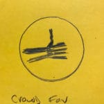 A hauntingly simple hand-drawn badge sketch on yellow paper, part of the "Evolution of a Badge" seri.