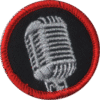 Microphone embroidered patch for haunted attraction team badges and awards.