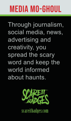 Merit badge for social media in haunted houses