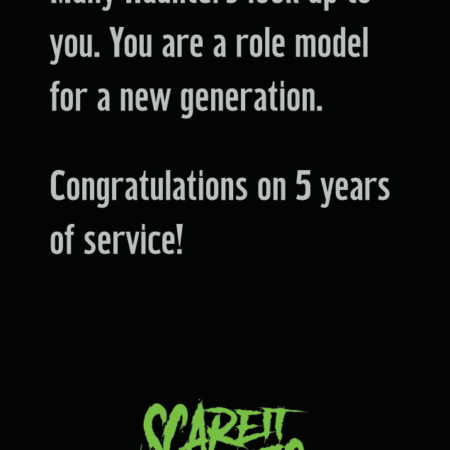 Merit badge award for serving 5 years at a haunted house attraction