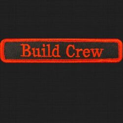 Build Crew name badge in Blood Red