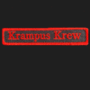 Krampus Krew name badge, red text with red border on black fabric