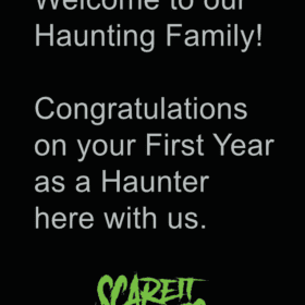 Merit badge for the first year working at a haunted house attraction