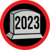Haunted attraction badge with 2023 year design for scare attractions and team awards.