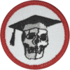 Haunted skull badge with graduation cap for first-year haunter award.