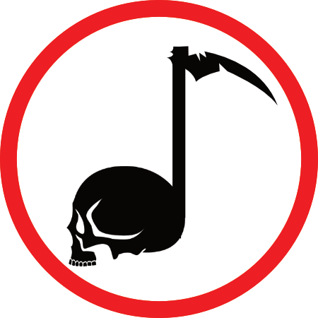 A symbolized quarter note with a skull as the pip