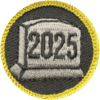 Haunted attraction badge with "2025" text, spooky design, perfect for team-building events.