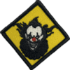 Clown badge awarded to scare actors and haunt actors in a haunted house.