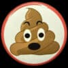 code brown button, poop badge